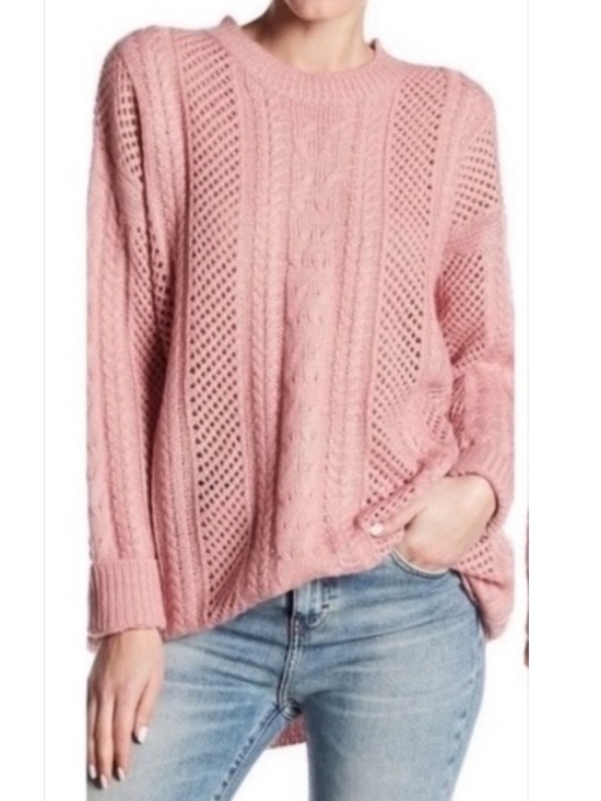 John + Jenn Sweaters - John + Jenn Oversized Cable Knit Sweater in Blush Pink Size S/P